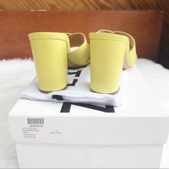 SCHUTZ Renna Leather Mule Block Heel Sandal Yellow - Picture 5 of 8